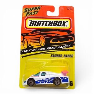 Matchbox Sauber Racer Diecast Car 1:64 White Blue #66 New 1996 Super Fast 010774